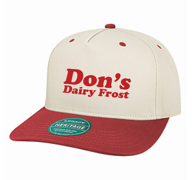 Cap with 'Don's Dairy Frost' text on a white background